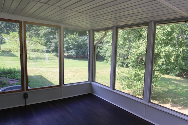 2337 Stanley St, New Britain, CT 06053 - unfurnished sunroom featuring wood finished floors and wooden ceiling