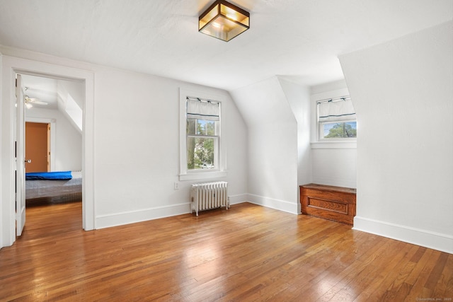 2 Clearview Ave, Norwalk, CT 06851 - additional living space with radiator, light wood-style flooring, plenty of natural light, lofted ceiling, and ceiling fan