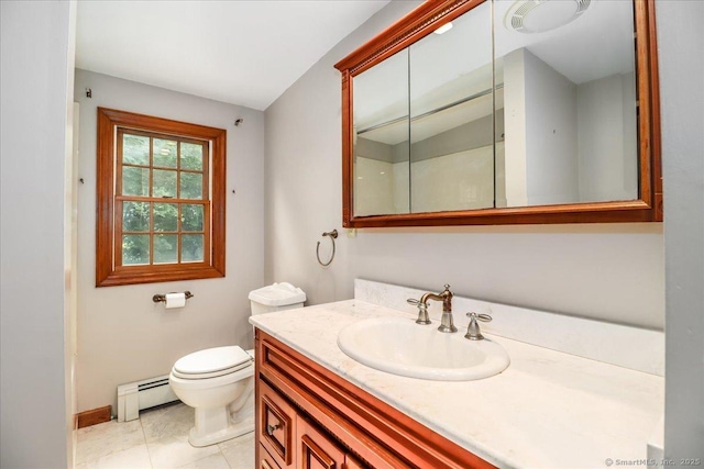 1384 N Benson Rd, Fairfield, CT 06824 - bathroom featuring baseboard heating, vanity, and tile patterned flooring