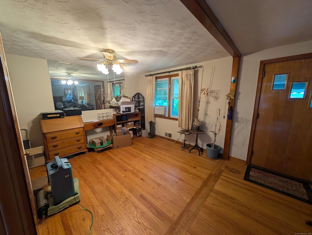56 Mitchell St, New Britain, CT 06053 - office space with light wood-style flooring, a ceiling fan, cooling unit, and a textured ceiling