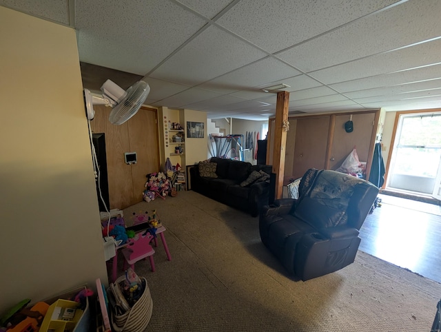 56 Mitchell St, New Britain, CT 06053 - living room featuring a drop ceiling and carpet floors