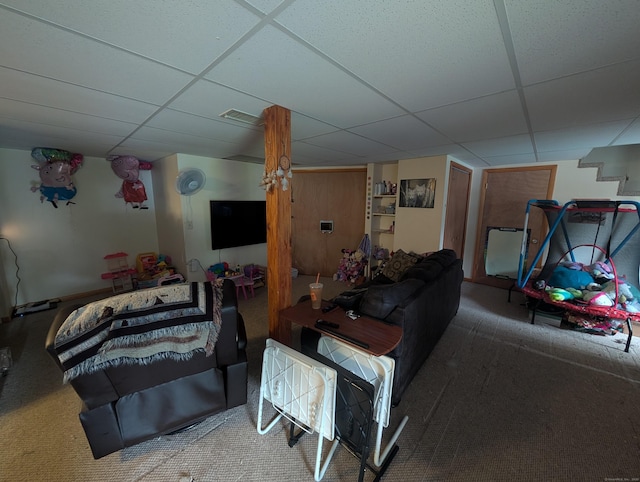 56 Mitchell St, New Britain, CT 06053 - carpeted living area featuring a drop ceiling