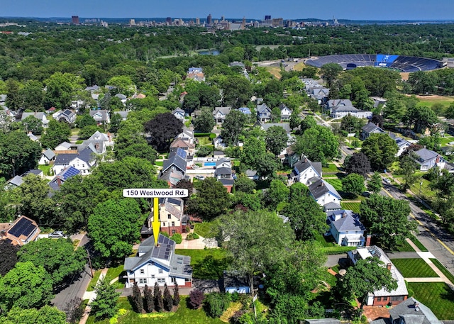 150 Westwood Rd, New Haven, CT 06515 - aerial view of property and surrounding area with nearby suburban area