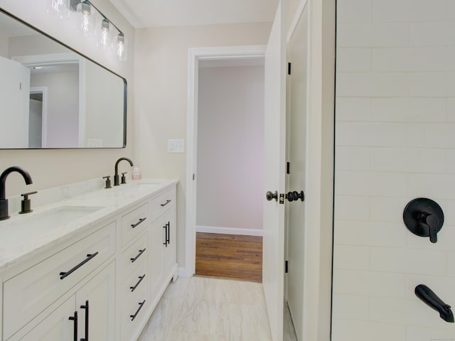 185 Hope Valley Rd, Hebron, CT 06231 - bathroom with double vanity and marble finish floors