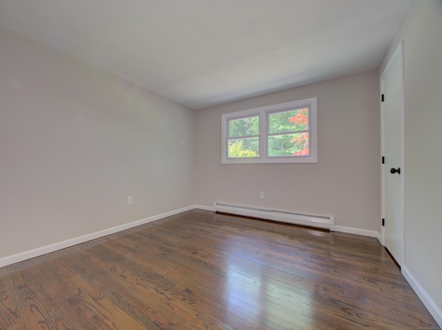 185 Hope Valley Rd, Hebron, CT 06231 - unfurnished room with a baseboard heating unit and dark wood-style flooring