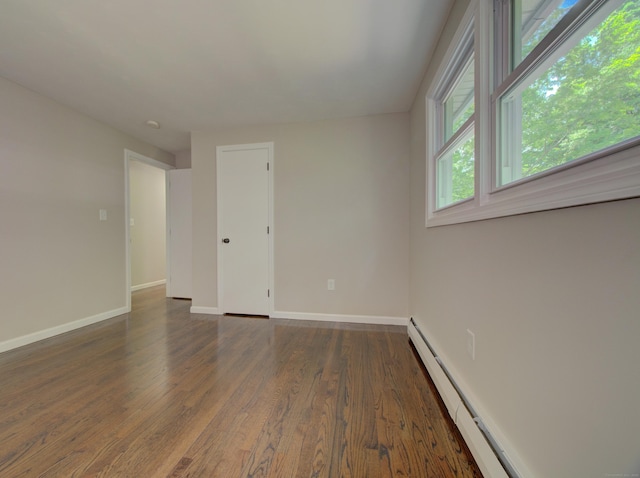 185 Hope Valley Rd, Hebron, CT 06231 - empty room featuring a baseboard heating unit and dark wood finished floors
