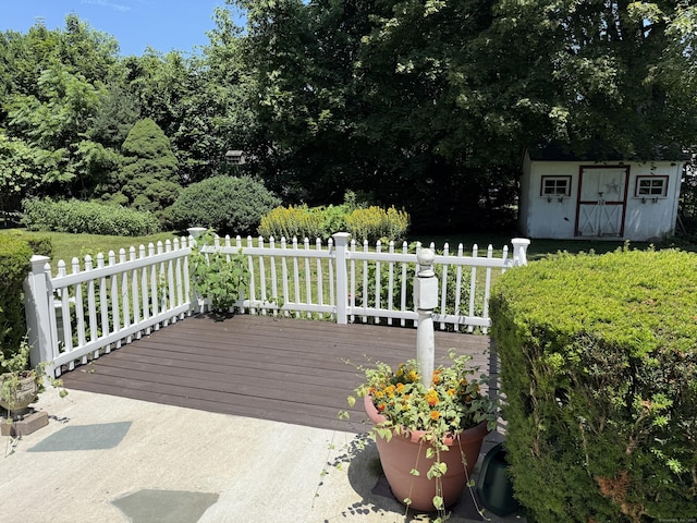 28 Maplerow Ave, Waterbury, CT 06705 - wooden deck featuring a shed