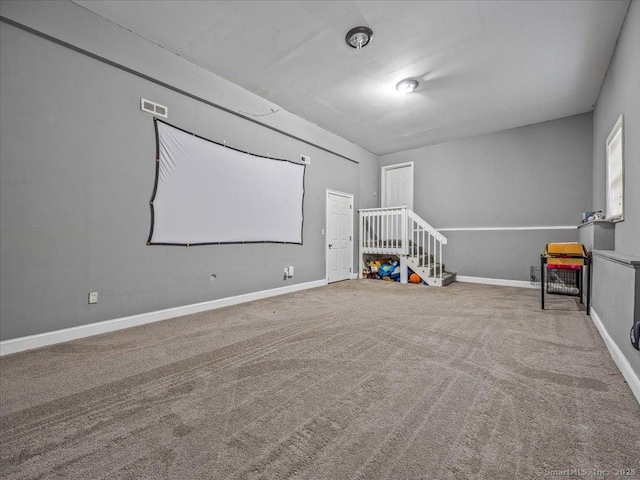 126 Conrad Dr, New Haven, CT 06515 - carpeted home theater with baseboards