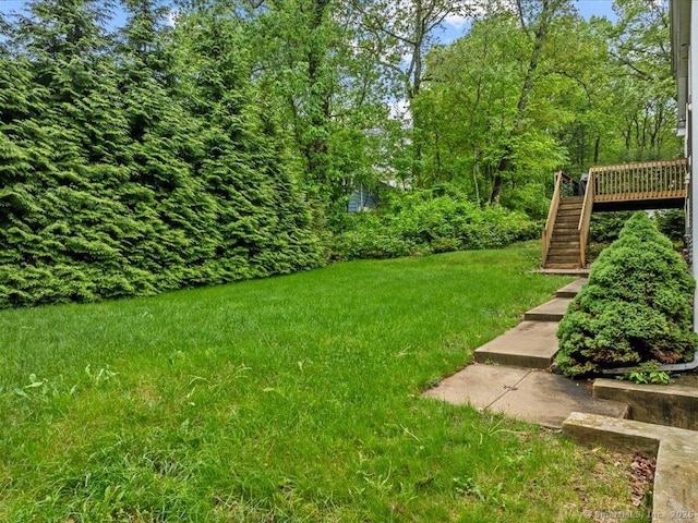 126 Conrad Dr, New Haven, CT 06515 - view of green lawn featuring stairs