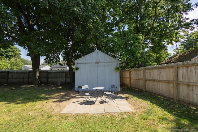 18 Hull Dr, Southington, CT 06479 - fenced backyard featuring a shed and a patio