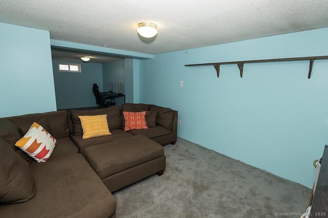 18 Hull Dr, Southington, CT 06479 - carpeted living area featuring an office area and a textured ceiling