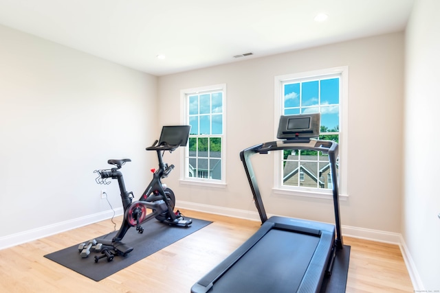 81 Salem Rd, Trumbull, CT 06611 - workout room with wood finished floors, plenty of natural light, and recessed lighting