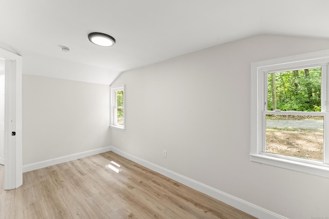 40 Clearview Rd, East Haddam, CT 06469 - empty room featuring vaulted ceiling, light wood-type flooring, and a smoke detector