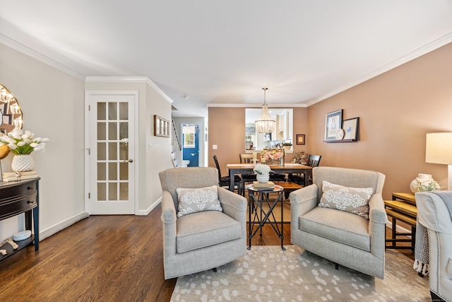 250 Summer St Unit 29, Southington, CT 06479 - sitting room with wood finished floors, a chandelier, and crown molding