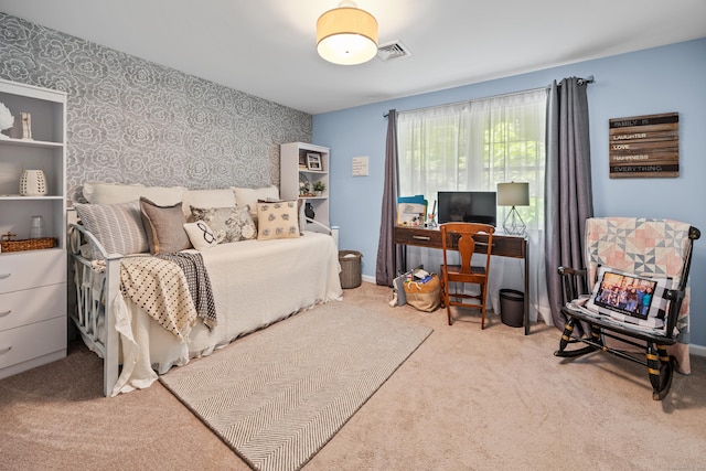 250 Summer St Unit 29, Southington, CT 06479 - bedroom featuring wallpapered walls, carpet, and an accent wall