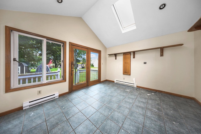120 Knowles Ave, Southington, CT 06479 - tiled spare room featuring baseboard heating, a skylight, and lofted ceiling