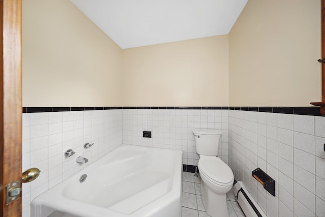 120 Knowles Ave, Southington, CT 06479 - full bathroom with a bath, tile walls, a wainscoted wall, and a baseboard heating unit