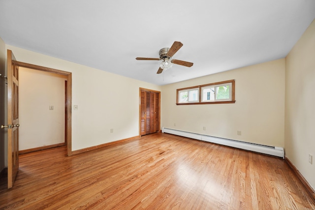 120 Knowles Ave, Southington, CT 06479 - spare room with a baseboard heating unit, light wood finished floors, and a ceiling fan