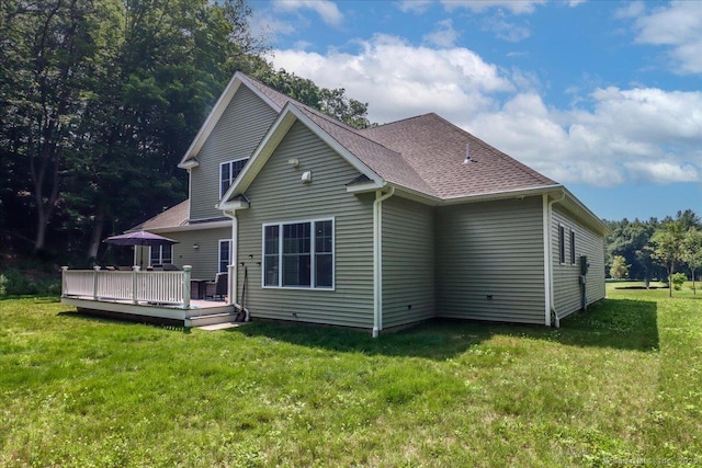 11 Tall Oaks Dr Unit 11, New Milford, CT 06776 - back of house with a deck, a lawn, and a shingled roof
