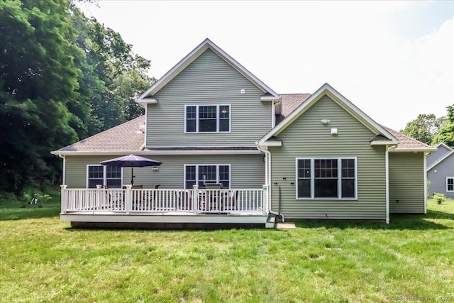 11 Tall Oaks Dr Unit 11, New Milford, CT 06776 - rear view of house featuring a deck, a yard, and roof with shingles