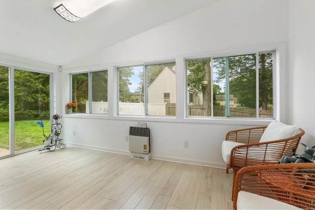 11 Park Ln, Trumbull, CT 06611 - sunroom with heating unit, wood finished floors, and vaulted ceiling