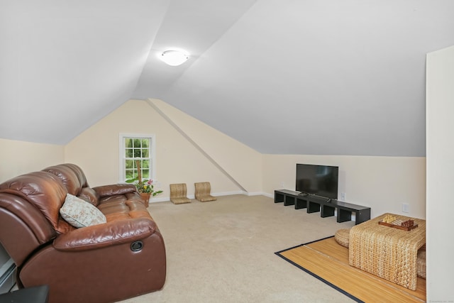 11 Park Ln, Trumbull, CT 06611 - carpeted living area featuring vaulted ceiling