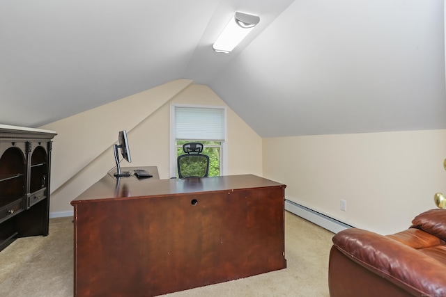 11 Park Ln, Trumbull, CT 06611 - office space with baseboard heating, light carpet, and lofted ceiling
