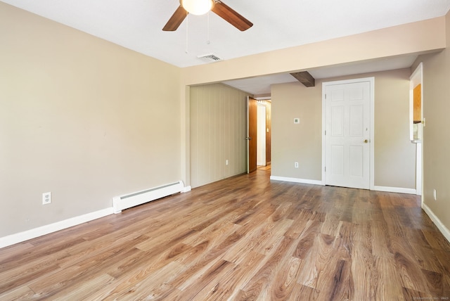 20 Mack Rd, Middlefield, CT 06455 - empty room featuring a baseboard radiator, ceiling fan, and wood finished floors