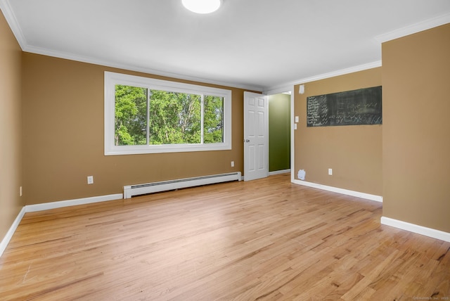 20 Mack Rd, Middlefield, CT 06455 - unfurnished room featuring baseboard heating, ornamental molding, and light wood-style flooring