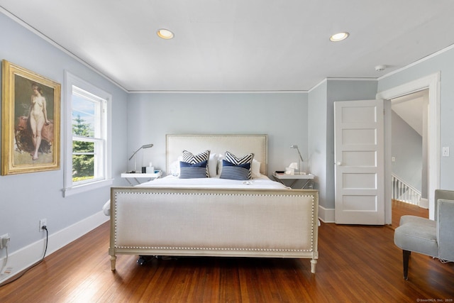 14 Highview Ave, Greenwich, CT 06870 - bedroom with ornamental molding, wood finished floors, and recessed lighting