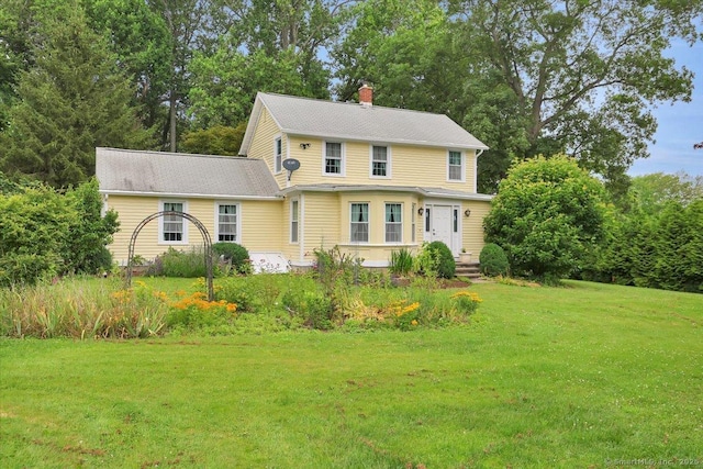 185 Chimney Hill Rd, Wallingford, CT 06492 - view of front facade with a front lawn and a chimney