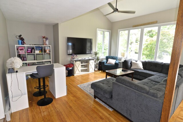 33 Oneil Rd, Oxford, CT 06478 - living area featuring a ceiling fan, vaulted ceiling, and light wood-type flooring