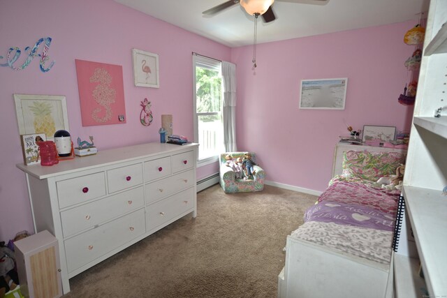 33 Oneil Rd, Oxford, CT 06478 - carpeted bedroom with baseboard heating and ceiling fan