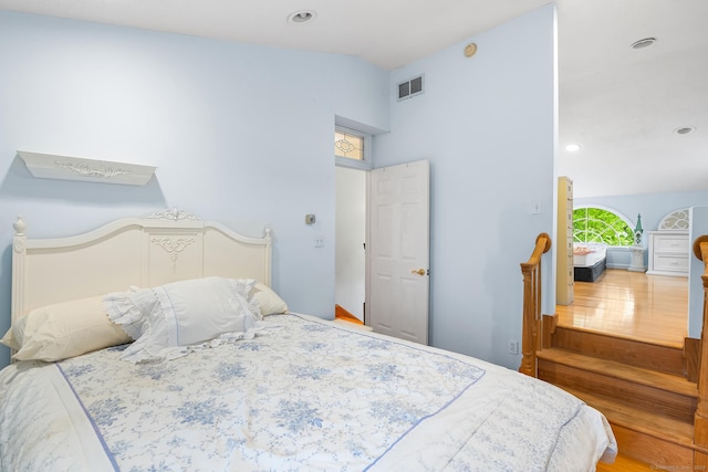 11 Bayside Dr, Wales, MA 01081 - bedroom with recessed lighting, wood finished floors, and vaulted ceiling