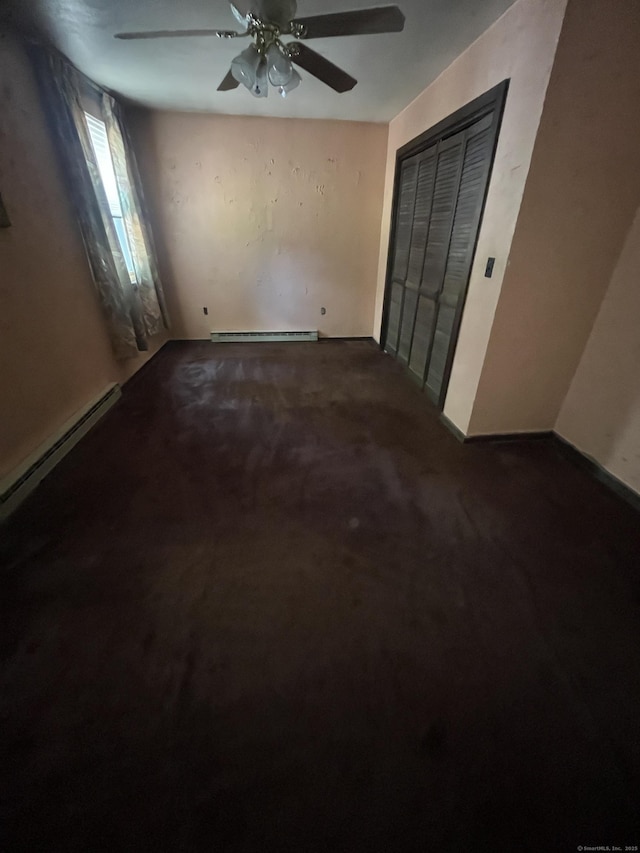 260 Capitol Ave, Waterbury, CT 06705 - spare room with a baseboard heating unit, carpet floors, and ceiling fan