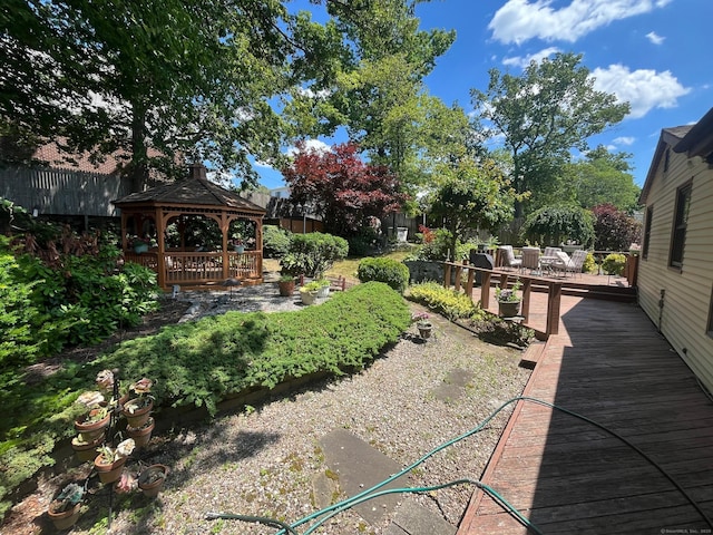 260 Capitol Ave, Waterbury, CT 06705 - view of yard with a gazebo, a wooden deck, and outdoor dining area