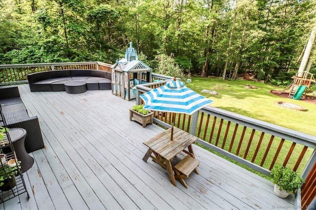 52 Dick Finn Rd, New Fairfield, CT 06812 - wooden deck featuring a lawn and an outdoor fire pit