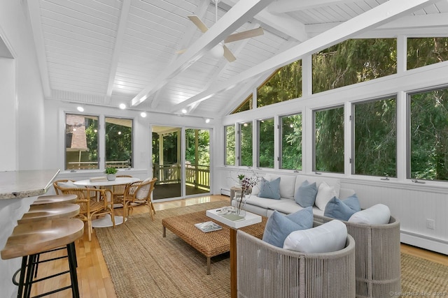 20 Aspen Mill Rd, Ridgefield, CT 06877 - sunroom with wood finished floors, a deck, and baseboard heating