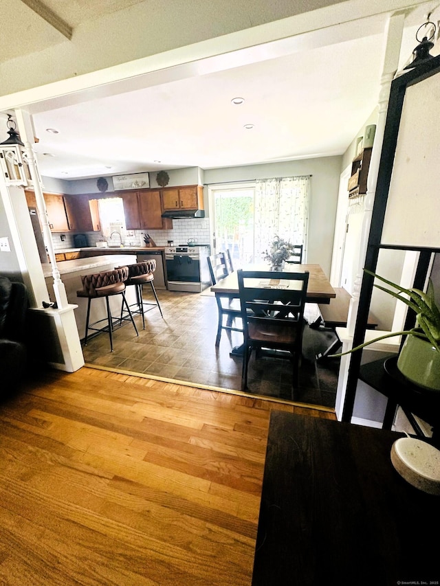 78 French St, Bristol, CT 06010 - dining room featuring light wood-type flooring and recessed lighting