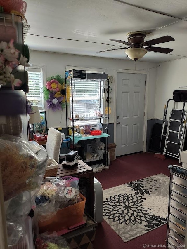 463 Washington Ave, West Haven, CT 06516 - living room featuring a ceiling fan and carpet floors