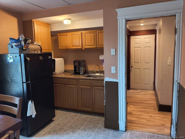 463 Washington Ave, West Haven, CT 06516 - kitchen with freestanding refrigerator and light wood finished floors