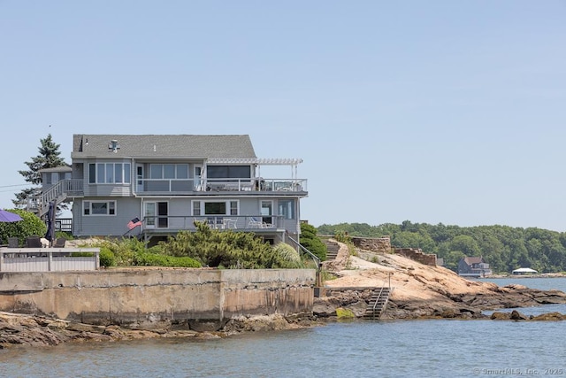 105 Beckett Ave Unit 105, Branford, CT 06405 - back of house with stairway, a water view, and a balcony