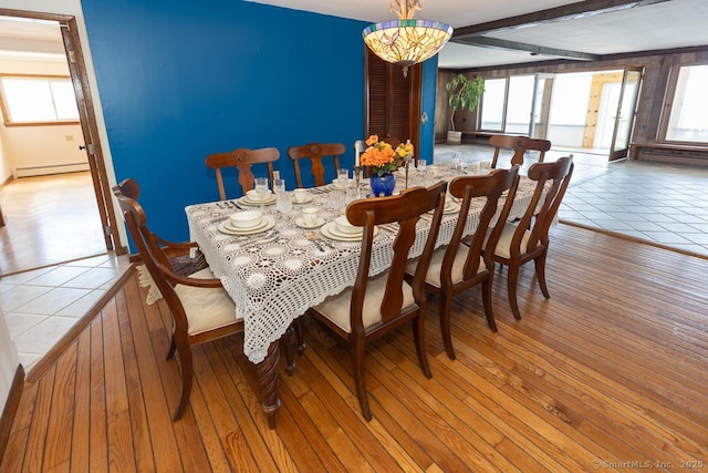 105 Beckett Ave Unit 105, Branford, CT 06405 - tiled dining space featuring baseboard heating and beam ceiling