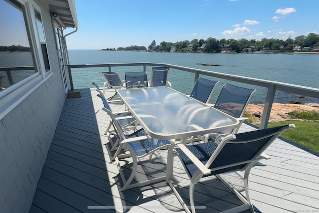 105 Beckett Ave Unit 105, Branford, CT 06405 - wooden deck with a water view and outdoor dining space