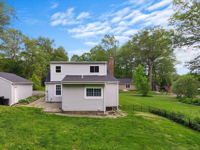 10 3rd Ave, Haddam, CT 06441 - rear view of property featuring a chimney and an outdoor structure
