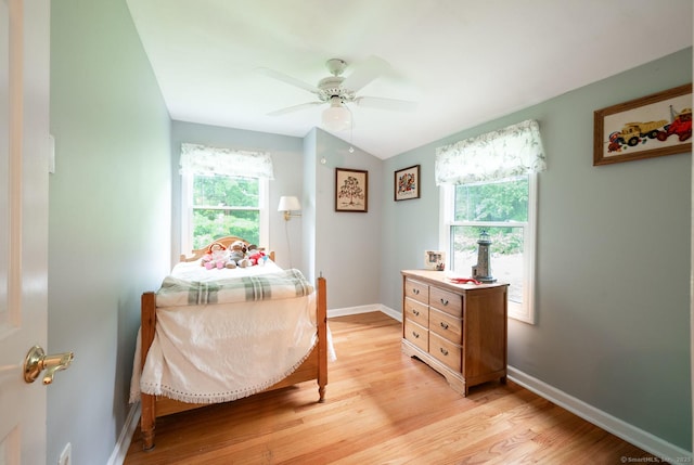79 Ben Whitney Ln, Bridgewater, CT 06752 - bedroom with light wood-style floors, ceiling fan, and lofted ceiling