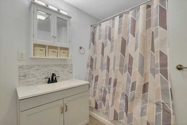 57 Lakeview Hts, Lebanon, CT 06249 - bathroom featuring vanity and decorative backsplash