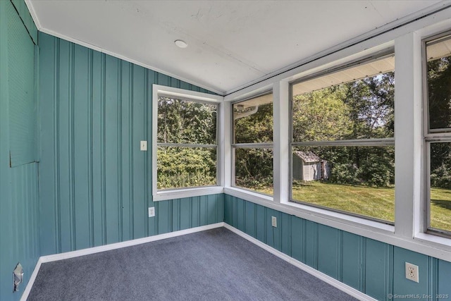 57 Lakeview Hts, Lebanon, CT 06249 - unfurnished sunroom featuring carpet and vaulted ceiling