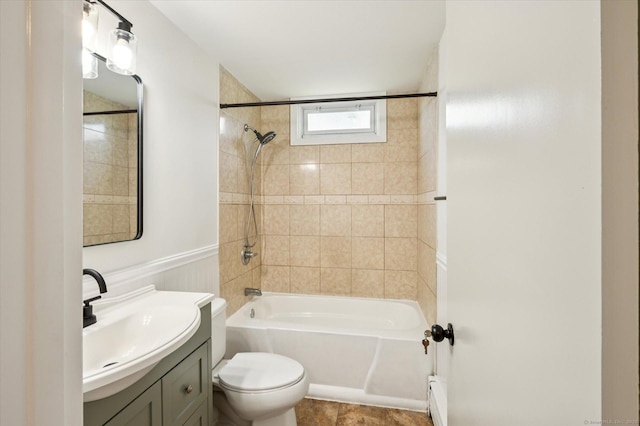 75 Atwood Hts, Thomaston, CT 06787 - bathroom with vanity, shower / tub combination, and a wainscoted wall