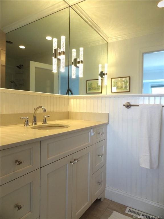 350 Grovers Ave Unit 11A, Bridgeport, CT 06605 - bathroom with vanity, tile patterned floors, and recessed lighting